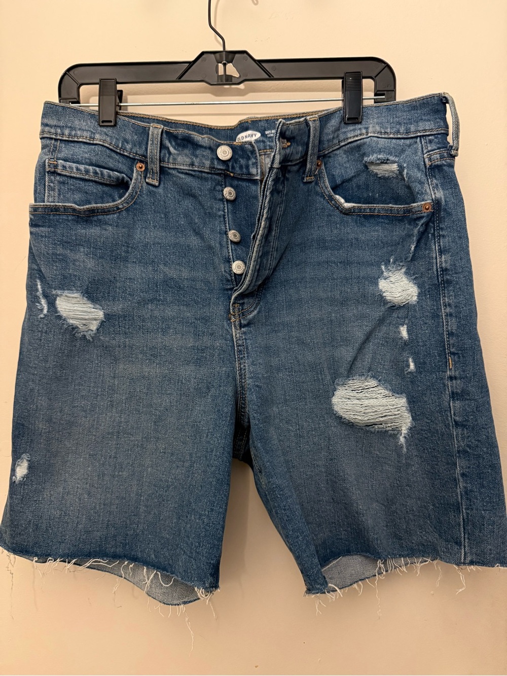 Old Navy Distressed Mid-Rise Blue Jean Shorts